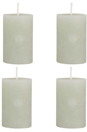 Set di 4 candele rustiche Macon a colonna, candele antiche da altare, 100% paraffina, lunga durata di combustione, H8/D5 cm, Verte