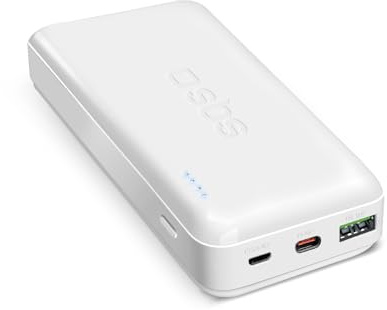 SBS Powerbank 20.000 mAh, USB-C 20W Power Delivery, USB-A 18W-Anschluss, universell für Samsung, iPhone 15, iPhone 16, Xiaomi, weiß