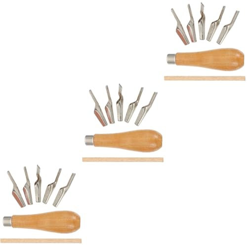 Tofficu 3 Ensembles Couteau à Graver Stylo Palette Blocs coupeur de linoléum Bricolage Outillage Outils de Bricolage spatules de Peinture à l'huile grattoirs à Peinture en Bois Light Brown