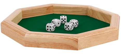 Würfelbrett zum Rollen | Premium Holzhandwerk | Edle Würfelmatte mit erhöhtem Rand und Filzbasis für sichere Rollen | Spielwürfelhalter für Familien-Brettspiele von f