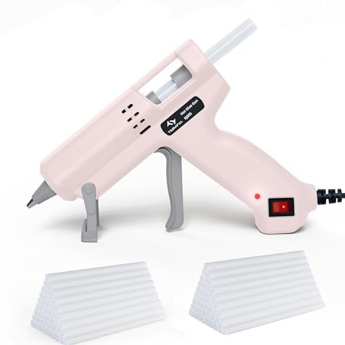 Tilswall Hot Glue Gun Kit, 50W Mini Glue Gun, Fast Preheating Hot Melt with 75pcs 130mm x 7mm Glue Sticks for Crafting, DIY, Art, Home Repairs, Glass and Fabric Pink