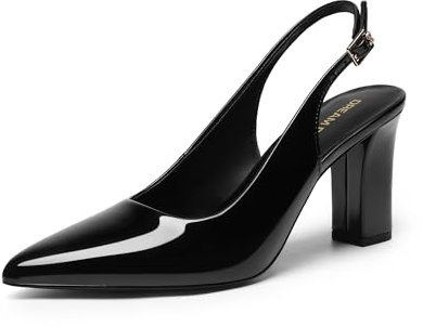 DREAM PAIRS Escarpins Femme Slingback Pointu,Size 40,Noir-Pat