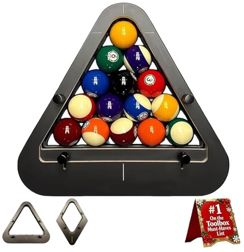 8-Ball & 9-Ball Precision Billiard Rack, Smart Rack Pool Triangle, Professional Adjustable, for Consistent Tight Racking, Durable Pool Table Accessory B