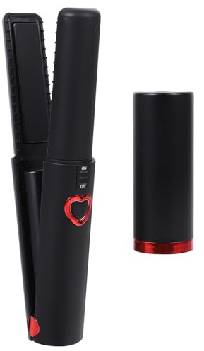 USB Portable Hair Curling Iron 2 in 1 Cordless Hair Curler | Black Plastic and Alloy Build, Travel Cover Included, Uniform Heating with Humanized Bend Design