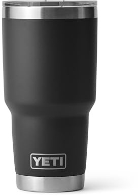 YETI Rambler - Bicchiere termico sottovuoto in acciaio inox, con coperchio MagSlider, 880 ml, colore: nero