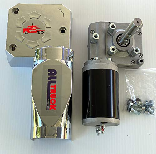 ALL TRUCK PRODUCTS 600W/50:1 - 1.5 HP - Universal Replacement Dump Truck Trailer Tarp Motor w/Chrome Cover - 3 Yr Warranty