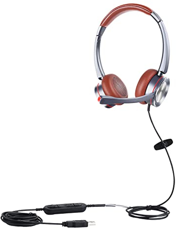 Mairdi Casque USB avec Microphone antibruit, Casque stéréo PC pour Ordinateur, Bureau, Centre d'appel, conférence téléphonique, Skype Teams, Voix, softphone Chat, Pro Mic pour Dragon Nuance