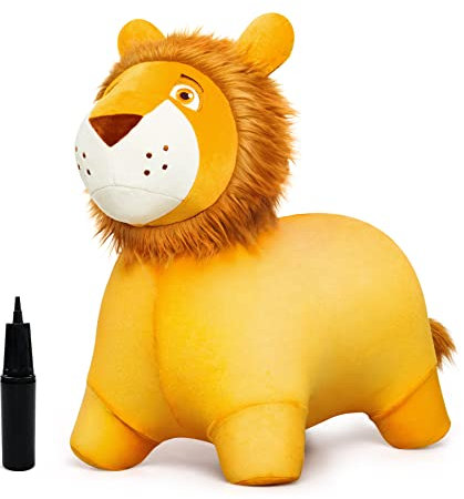 U&C Planet Hüpftier Lion Hopper Löwe Hüpfpferd aus PVC & Plüsch, 100KG Tragfähigkeit, Springpferd für Kinder, Geschenk für Geburtstag & Weihnachten, Indoor & Outdoor Spielzeug