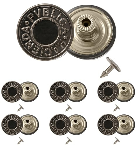 Trimming Shop 25mm Replacement Jean Buttons, Durable Tack Fastener No Sew Buttons with Back Pins Rivet for Jean, Denims, Jackets, Skirts, Gunmetal, 10pcs Set