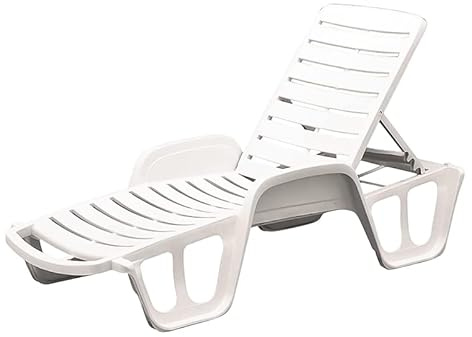 Mondo Viro Chaise longue en résine avec dossier inclinable pour piscine et jardin (Blanc)