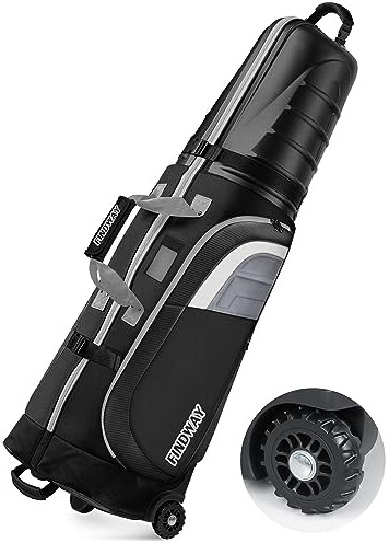 Findway Golf Reisetasche mit Rädern, Hochwertige wasserdichte Golftasche für Reisen und Flüge mit Rädern und Hartem Kopfteil, Schutz für Schläger, Tragbar und Leicht