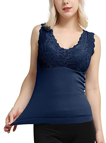 Générique sous-vêtements -Chemises Thermiques sans Manches pour Femmes avec Soutien-Gorge Intégré col en V sous-vêtements Doublés en Polaire Débardeurs Thermiques Gilet Menstruelle Coton Bio