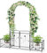 GOPLUS - Arco de jardín para puerta de metal con 2 jardineras laterales, celosía de arco con puerta cerrada, para plantas trepadoras, rosas, vinos, boda, decoración de ceremonia, 202 x 50 x 220 cm