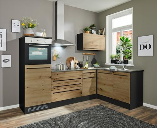 möbelando Winkelküche >Jazz< in Weiß Hochglanz - 260x200x60 (BxHxT)