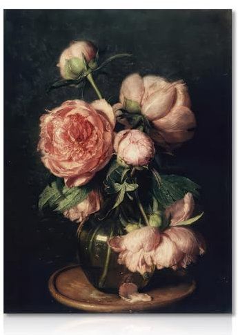 Dazzlewall Peony Flower Wall Art Poster Vintage Floral Prints, Dark Academia Aesthetic Painting Poster For Bedroom Living Room Decor 12x16 in Unframed