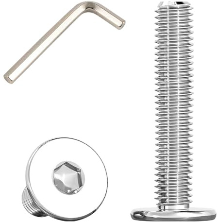 Vis Inox Tete Plate avec Bride, M8x50mm Boulons à Tête Plate Hexagonale Sont Utilisées Dans Les Meubles et Les Machines, en Acier Inoxydable 304 (15 Pièces)