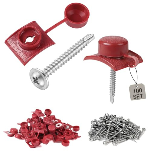 MIGUBIGU 100 PCS Tornillos Autorroscante M4.8 x 45 mm Rojo para la Fijación de Tejados Ondulados, para Chapa Tejado y Paneles Ondulados para Tejado, Impermeable