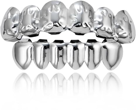 Dents Décoratives Hip Hop,1 Ensemble Dents Hip Hop,Feuille D'érable Hiphop Décoration Dents,pour la Bouche Haut Bas,pour la Fête des Hommes et des Femmes,Halloween Cosplay,Bal,Cadeau de Chanteur