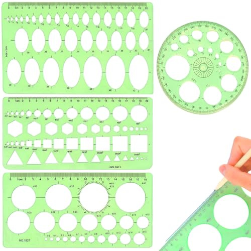 Stencil circolare Modello circolare Modello in plastica Stencil da disegno con cerchi Righello circolare per disegnare Misurare Progettare 4 Pezzi
