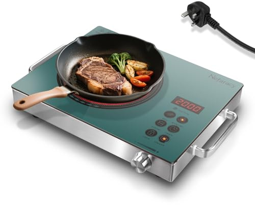 Single Electric Ceramic Hob 2000W, Portable Hob with Handle, 220v Plug In