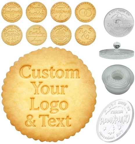 Timbro per biscotti personalizzato per biscotti da forno Design Your Logo/Testo Stampi per biscotti personalizzati con nome di famiglia Matrimonio Compleanno Regali di Natale