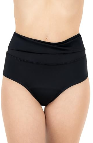MYLILY Culotte Menstruelle de Bain Femmes, Filles Taille Haute Ventre Plat | pour Piscine & Mer | Coupe Twist, Protection 2-3 Tampons | Anti-Fuite, Neutre Odeur, Oeko-TEX