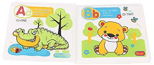 Stylebest Livre de Bain pour bébé, Jouet éducatif Flottant, 14x12.5cm, Matériau EVA, Jeu d'eau Amusant sans BPA (Animaux terrestres A501)