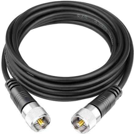 RFAdapter RG58 Coax Cable, CB Antenna Coaxial Cables, 10ft PL 259 UHF Male to Male Cable, 50 Ohm Low Loss for HAM Radio Antenna