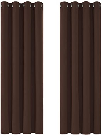 Deconovo Super Soft Thermal Insulated Blackout Curtains Eyelet Curtains for Children Room Chocolate W55 x L87 One Pair
