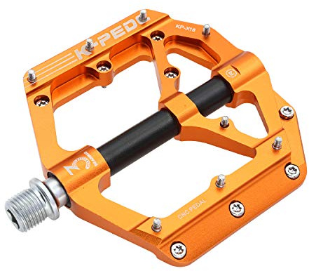 K PEDC Aluminum Alloy 9/16 Bike Pedal MTB Wide Platform Flat Non-Slip Bicycle Pedals with 3 Bearings for Mountain Bikes, Road, BMX