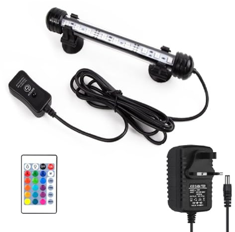 Submersible Aquarium Lights, RGB Multicolor IP68 Waterproof Memory Dimmable Remote Control Underwater LED Lights for Fish Tank (7.5inch, Colored)