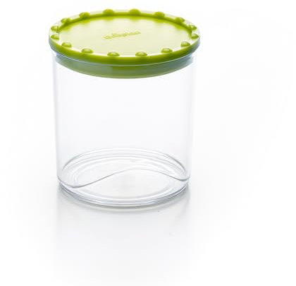Ecoplast | Barattolo Corolla Medium, Contenitore Plastica con Coperchio, Contenitore Ermetico per Alimenti, Colore Verde, 10,5x10,5x14,7, Made in Italy