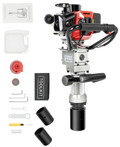 awolsrgiop 32.7CC 2 Stroke Powered T Post Driver, 900W Gas Powered T Post Driver Engine Push Pile Garden Fence Farm Two Sleeves Ergonomic Design Pile Digger Fence Farm Hammer