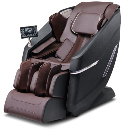 VEVOR Massagesessel mit Flexibler SL-Schiene, 3D-Ganzkörper-Shiatsu-Massagegerät, Schwerelosigkeit, 10 bis 18 Automatikmodi, Heizung, Bluetooth-Lautsprecher, Luftkissen und Touchscreen 160 kg