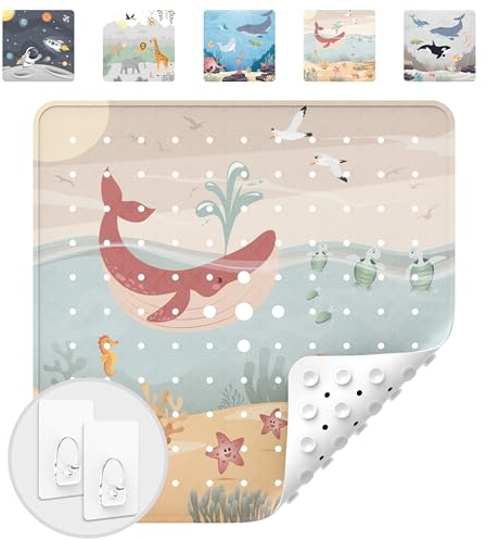 avakido® Duschmatte rutschfest Kinder - 100% BPA frei Inklusive 2 Haken zum Trocknen - Antirutschmatte, Duscheinlage - schimmelresistent & maschinenwaschbar