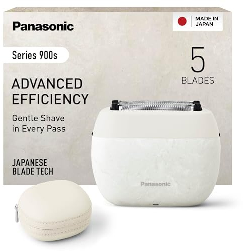 Panasonic ES-PV6B-W803 Serie 900s Afeitadora, Afeitadora Eléctrica de 5 Hojas para Uso En Seco y Húmedo para Hombres, Sensor De Barba Responsivo, USB-C, Estuche De Transporte, NAGORI® Mármol Blanco