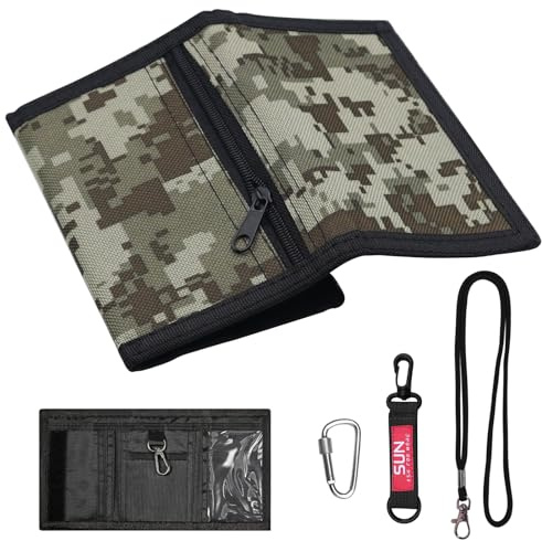 MIPIACE Portefeuille Camouflage pour Enfant et Adolescent, Tri-Pli en Polyester, Fermeture Éclair, 7 Compartiments, Marron Clair, Unisex-Enfant, Mixte, Léger, Camouflage