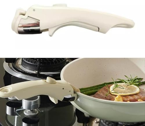 MOMOTOU Removable White Detachable Pan Handle Clip Universal Pot Handle Replacement for All Cookware (White)