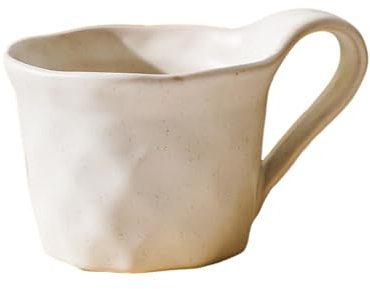 Treer Ceramic Coffee Cup, Simple Solid Color Coffee Cups Coffee Mug with Handle 300ml/10.5oz Stoneware Coffee Cup Cappuccino Cup, Gifts for Valentines Mothers Day Friend Birthday (Milky White)