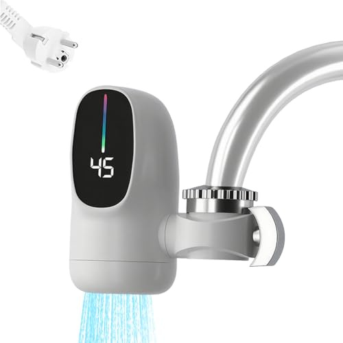 Grifo termoeléctrico instantáneo – Calentador rápido de agua, Mezclador potente 3000 W | Dispositivo sin tanque con control térmico digital y protección anti sobrecalentamiento, Ideal cocina baño camp