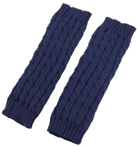 PLCPDM Calentador de piernas de punto blanco para diferentes ocasiones de los años 2000, calcetines largos con forro peludo, calentador de piernas para mujeres, niñas, hombres, negro, azul marino