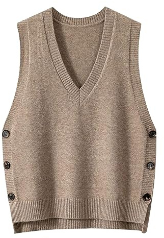 Gilet Maglia Donna, Maglione Senza Maniche Donna Pullover Maglione Senza Maniche Autunnale Invernale Maglioni Oversize Tinta Unita Cotone Top Smanicato Gilet di Maglione Inverno Autunno Primaverile