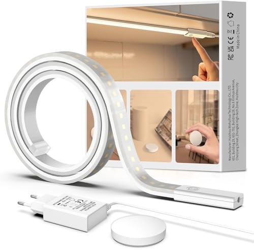 SIBI LIGHTING Réglette LED de 1 m, à intensité variable, autocollante, en silicone flexible, avec bloc d'alimentation 24 V et télécommande, pour cuisine, bureau, chambre à coucher, salon