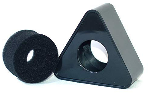 Micrófono triangular de entrevista triangular de 25 mm a 39 mm con agujero ABS, con logotipo, caja de estación para escenario, karaoke, micrófono de mano de escopeta de mano (negro)