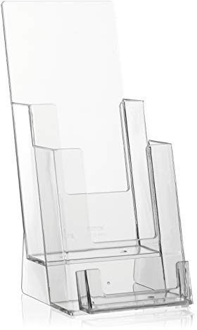 Prospektständer im DIN lang Flyerformat mit 2 Etagen und extra Visitenkartenhalter/Visihalter