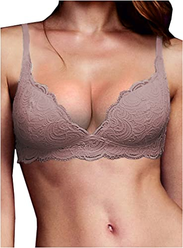 LORMAR Reggiseno senza ferretto imbottito Vela in pizzo frizzante - 4, Cipria