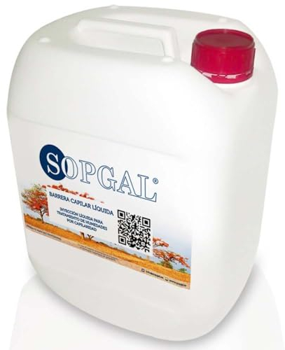 Inyección Líquida para Humedades por Capilaridad (5L+ 5 CÁNULAS) - frena las humedades por capilaridad ascendente en paredes y muros, creando una barrera impermeable - Sopgal