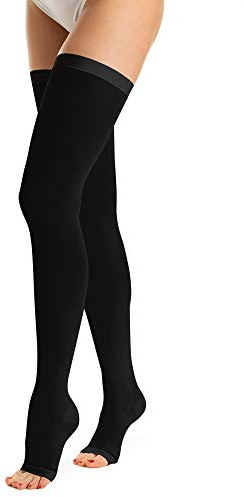 Relaxsan Antitrombo M0370A (1 Paio - Nero, M) calze autoreggenti punta aperta per degenza antiembolismo K1 compressione graduata 18-23 mmHg