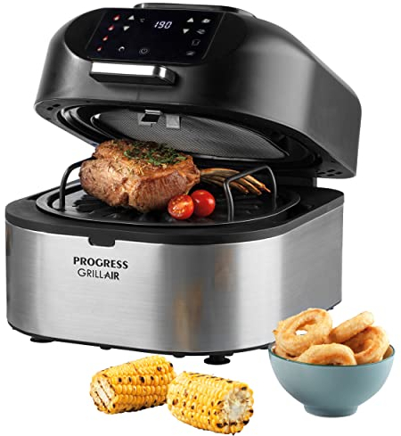 Progress EK4549P Air Fryer Health Grill – GrillAir 5 In 1 Cooking Functions, XL 5.2 L, Oil-Free Healthy Digital Multicooker Oven, Smokeless Electric Grilling, Non-Stick Fry/Roast/Bake/Grill/Dehydrate