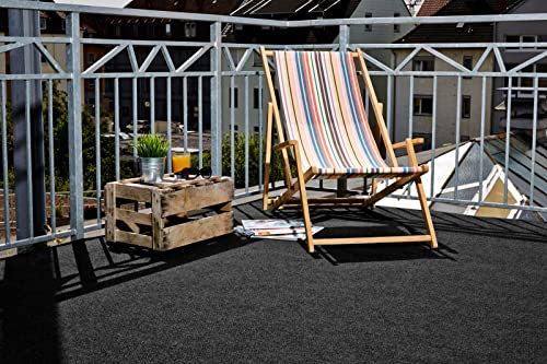 andiamo Kunstrasen Outdoor wasserdurchlässig, Rasenteppich wetterfest, Drainage-Noppen, UV-beständig, für Balkon und Garten, Farbe:Anthrazit, Größe:100 x 200 cm
